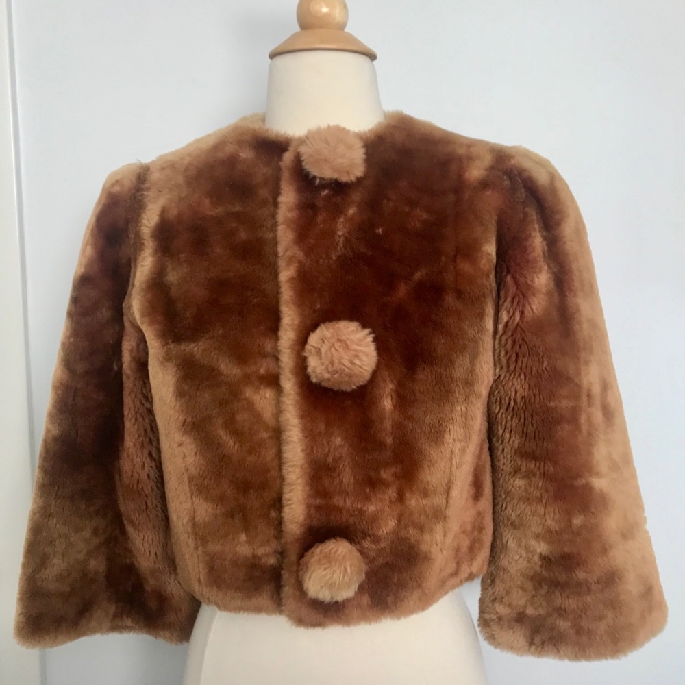 1940s fur teddy bear cropped coat